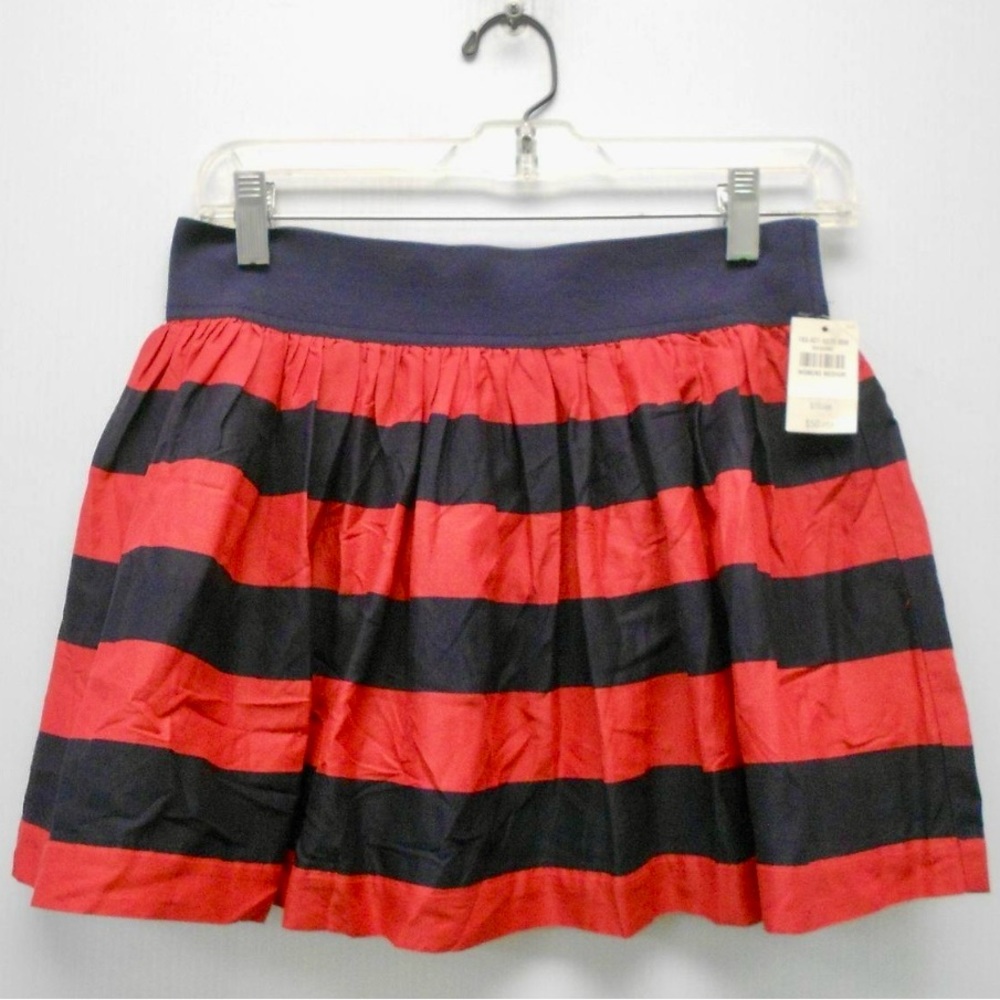 Abercrombie & Fitch Pleated Striped Mini Skirt Red/Blue Sz M NWT
